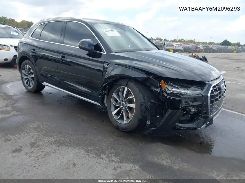AUDI Q5 2021, VIN WA1BAAFY6M2096293