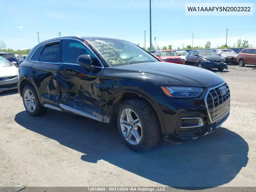 AUDI Q5 2022, VIN WA1AAAFY5N2002322