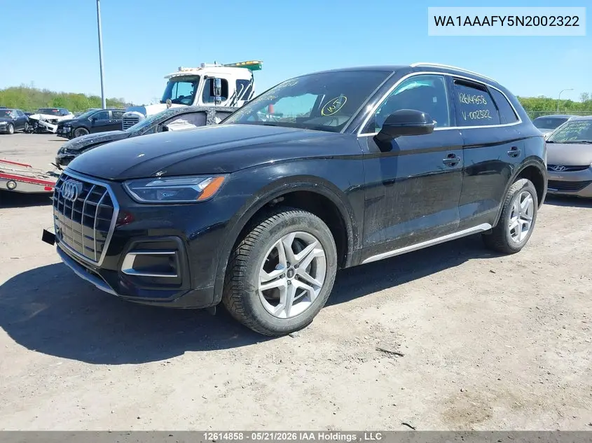 2022 AUDI Q5 VIN WA1AAAFY5N2002322 — фото 2