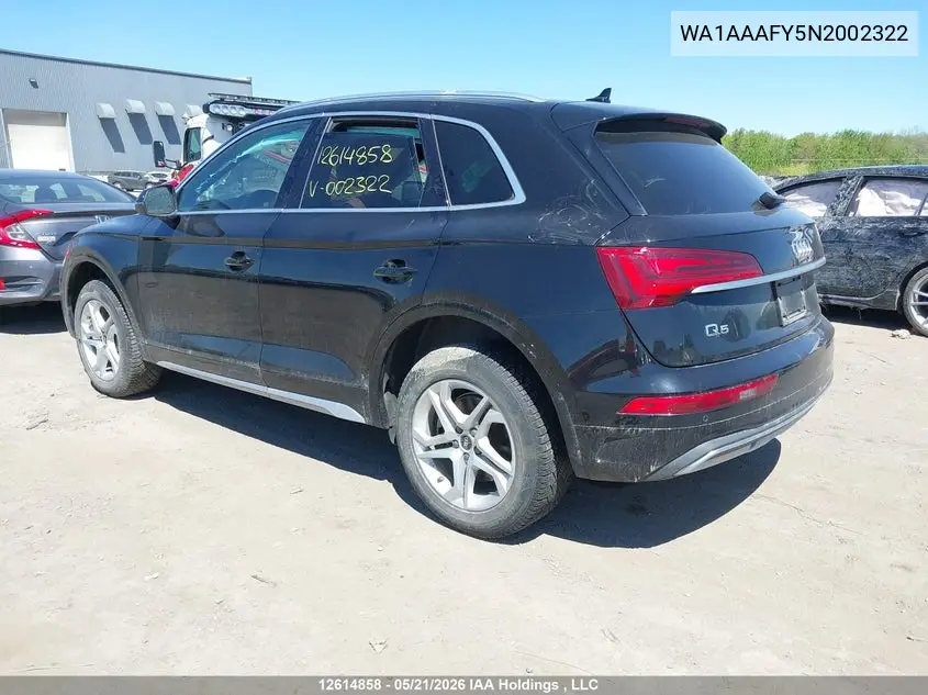 2022 AUDI Q5 VIN WA1AAAFY5N2002322 — фото 3