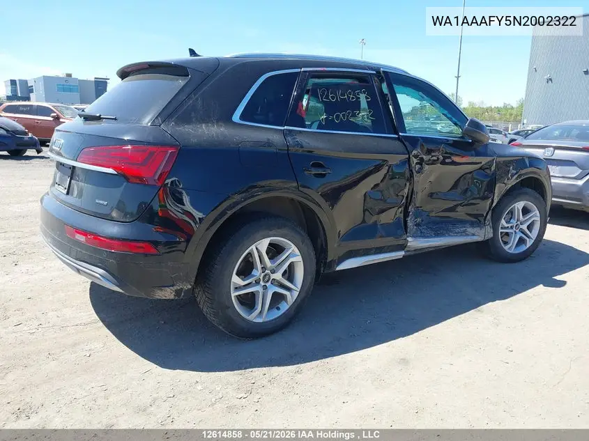 2022 AUDI Q5 VIN WA1AAAFY5N2002322 — фото 4