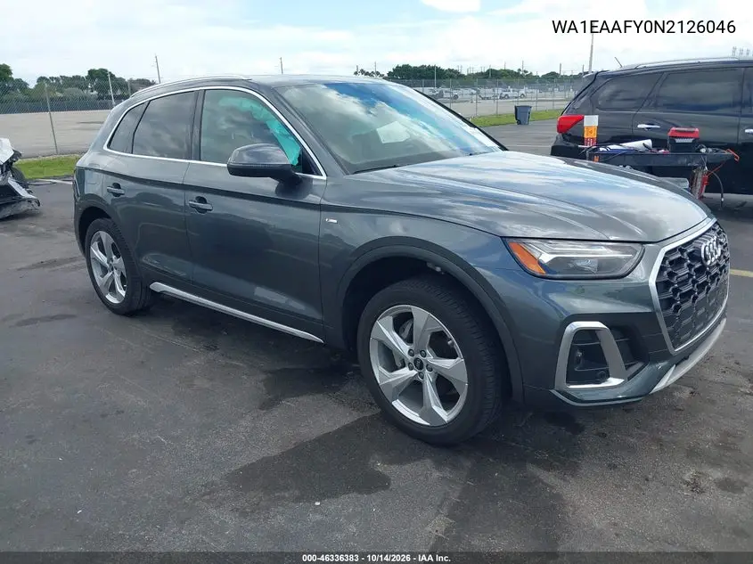 AUDI Q5 2022, VIN WA1EAAFY0N2126046