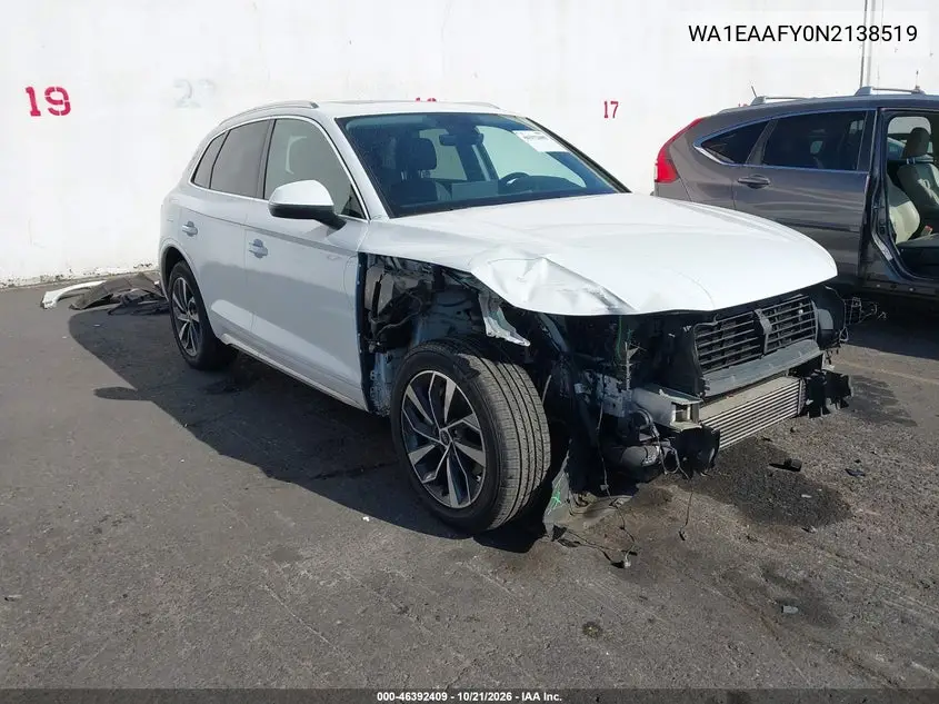 AUDI Q5 2022, VIN WA1EAAFY0N2138519