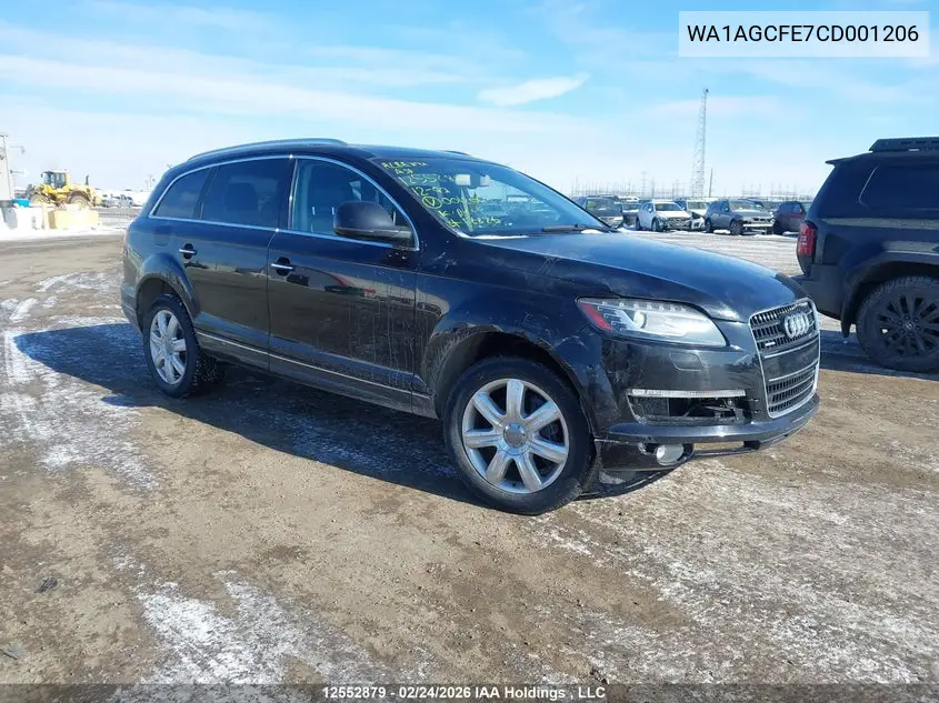 AUDI Q7 2012, VIN WA1AGCFE7CD001206