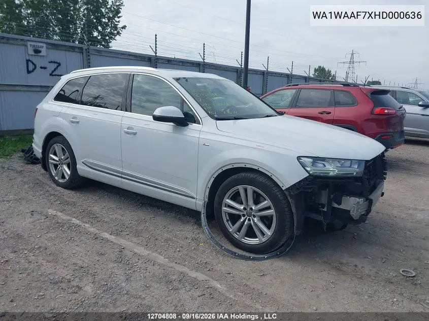 AUDI Q7 2017, VIN WA1WAAF7XHD000636
