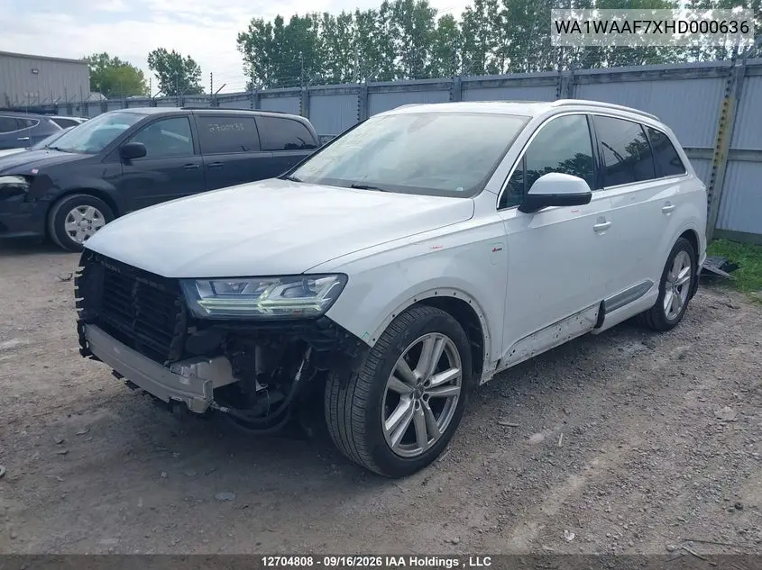 2017 AUDI Q7 VIN WA1WAAF7XHD000636 — фото 2