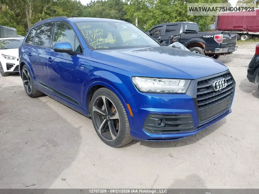 AUDI Q7 2017, VIN WA1WAAF75HD047928