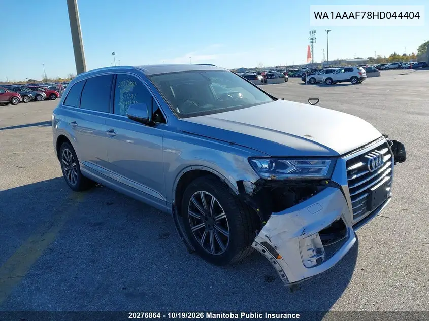 AUDI Q7 2017, VIN WA1AAAF78HD044404