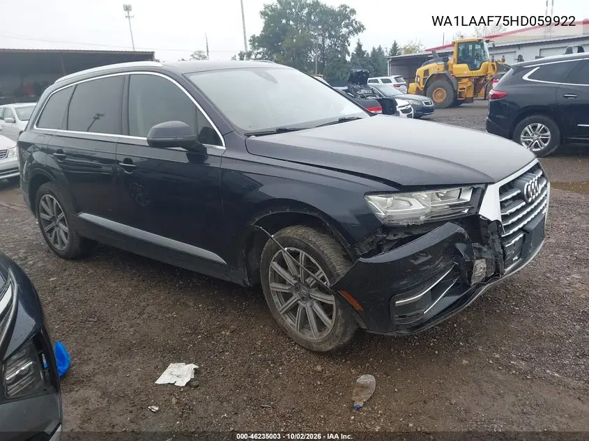 AUDI Q7 2017, VIN WA1LAAF75HD059922