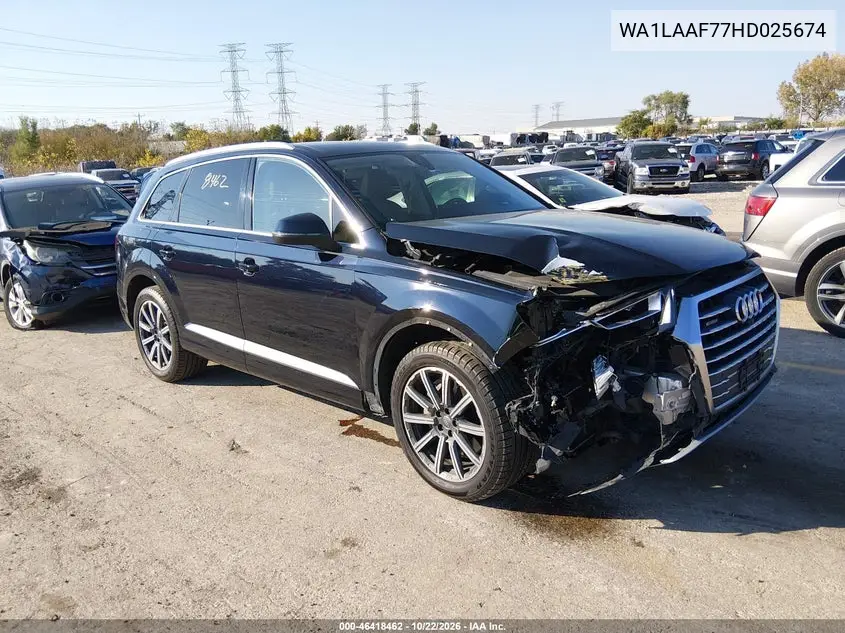AUDI Q7 2017, VIN WA1LAAF77HD025674