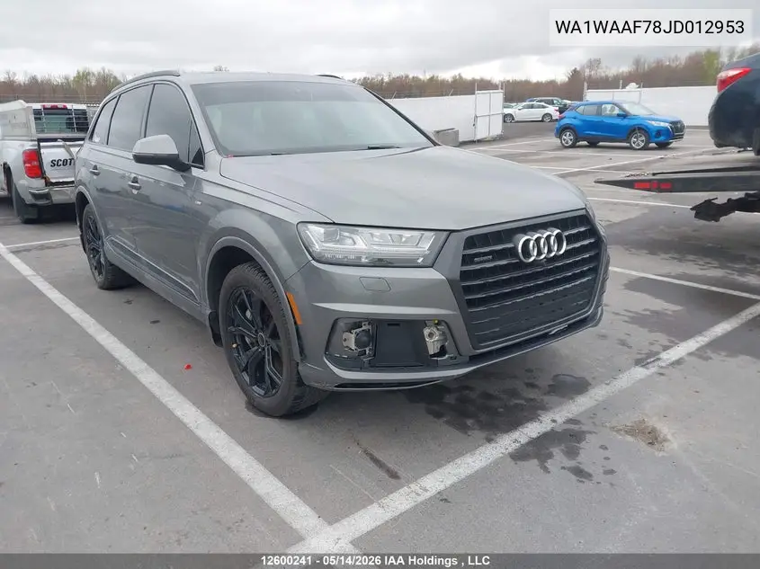 AUDI Q7 2018, VIN WA1WAAF78JD012953