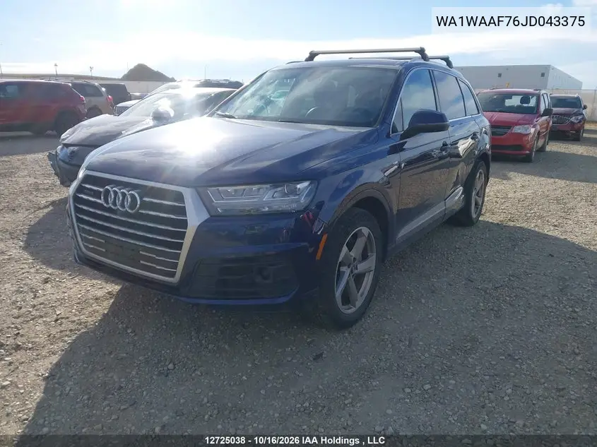 2018 AUDI Q7 VIN WA1WAAF76JD043375 — фото 2