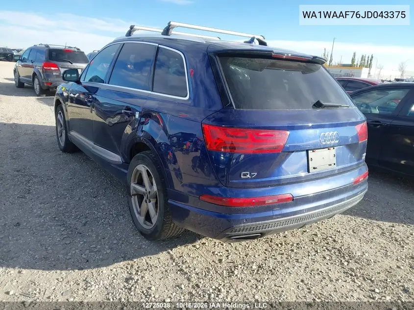 2018 AUDI Q7 VIN WA1WAAF76JD043375 — фото 3