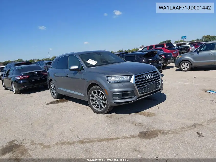 AUDI Q7 2018, VIN WA1LAAF71JD001442