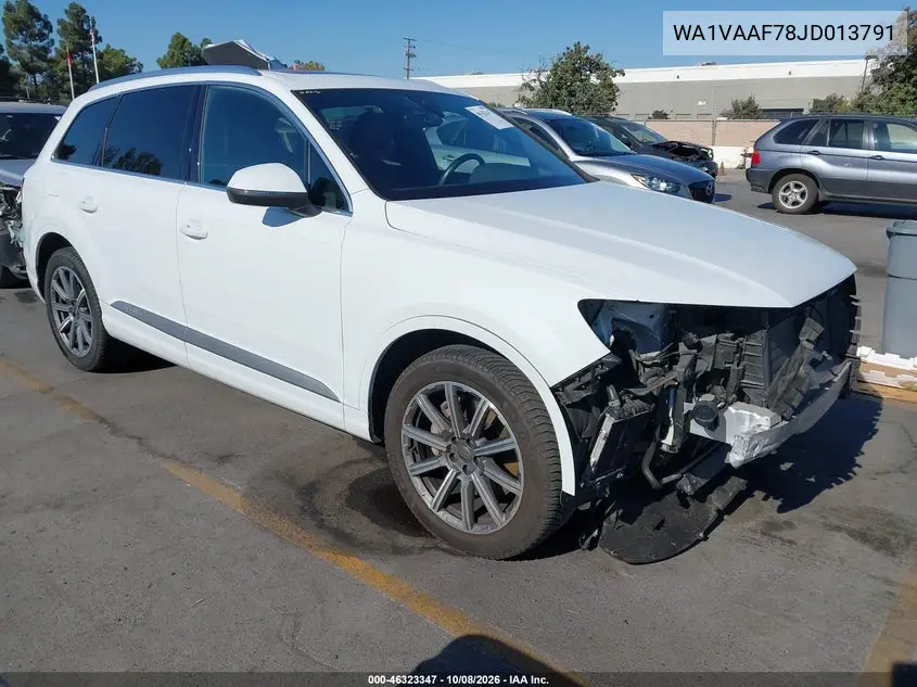 AUDI Q7 2018, VIN WA1VAAF78JD013791