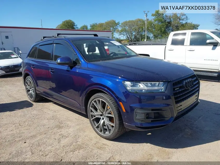 AUDI Q7 2019, VIN WA1VAAF7XKD033378