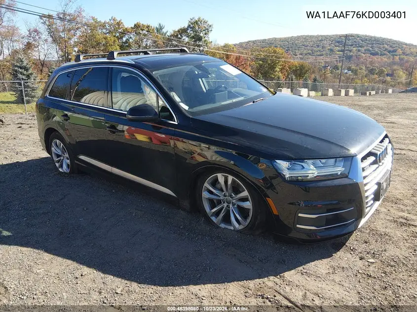 AUDI Q7 2019, VIN WA1LAAF76KD003401