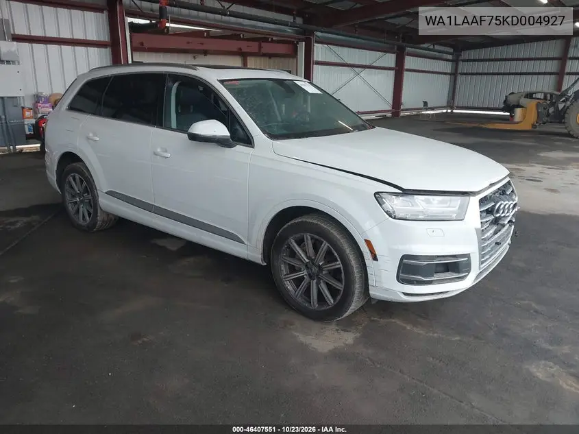 AUDI Q7 2019, VIN WA1LAAF75KD004927
