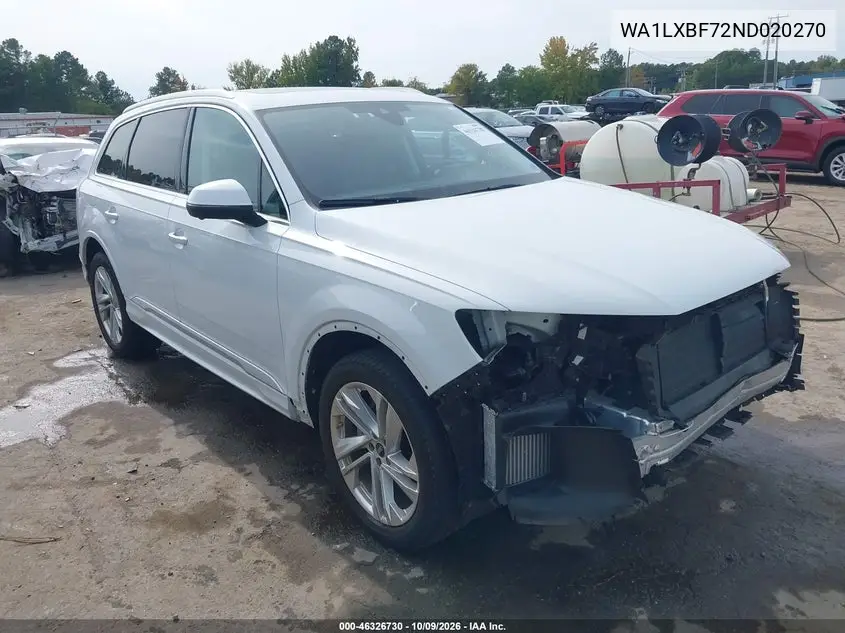 AUDI Q7 2022, VIN WA1LXBF72ND020270