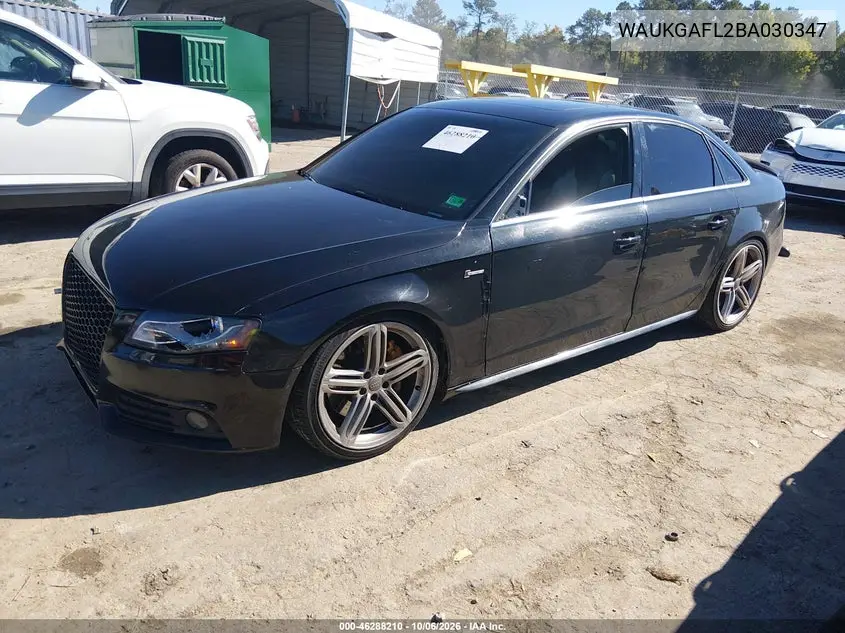 2011 AUDI S4 VIN WAUKGAFL2BA030347 — фото 2