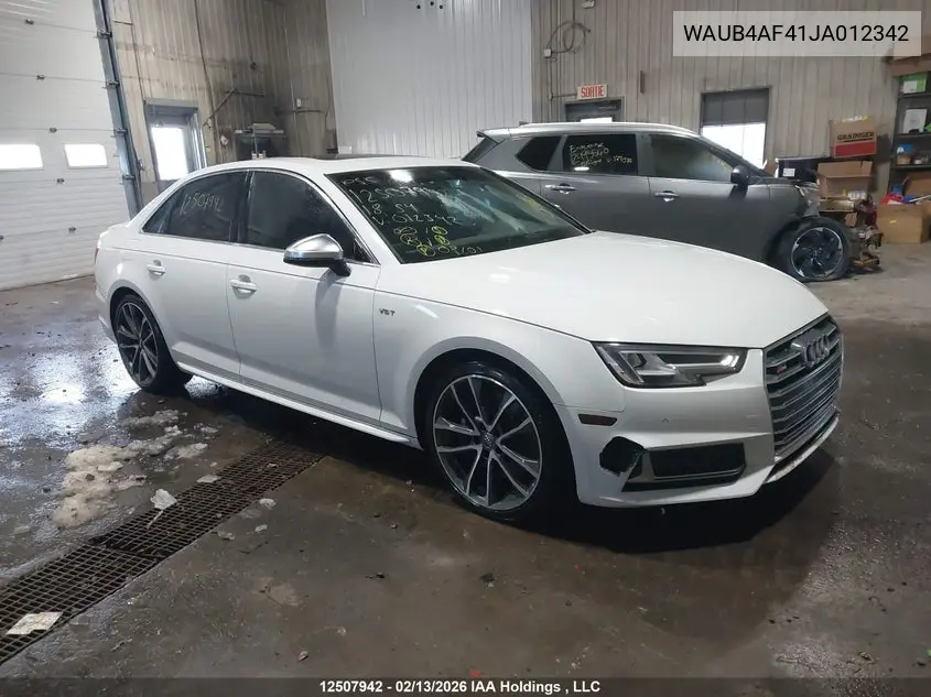 AUDI S4 2018, VIN WAUB4AF41JA012342