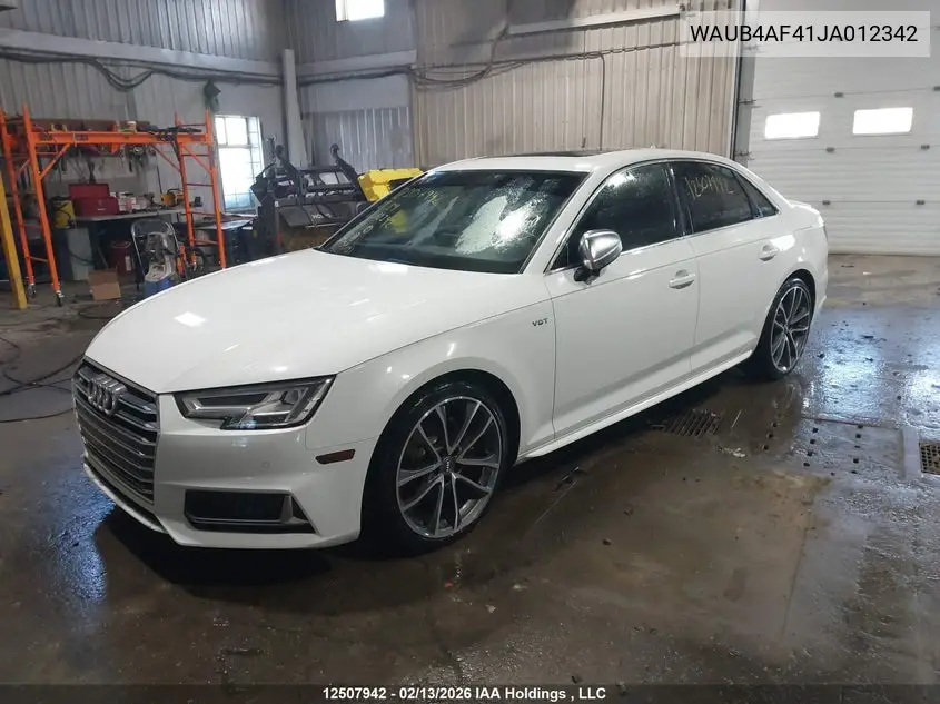 2018 AUDI S4 VIN WAUB4AF41JA012342 — фото 2