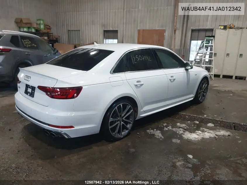 2018 AUDI S4 VIN WAUB4AF41JA012342 — фото 4