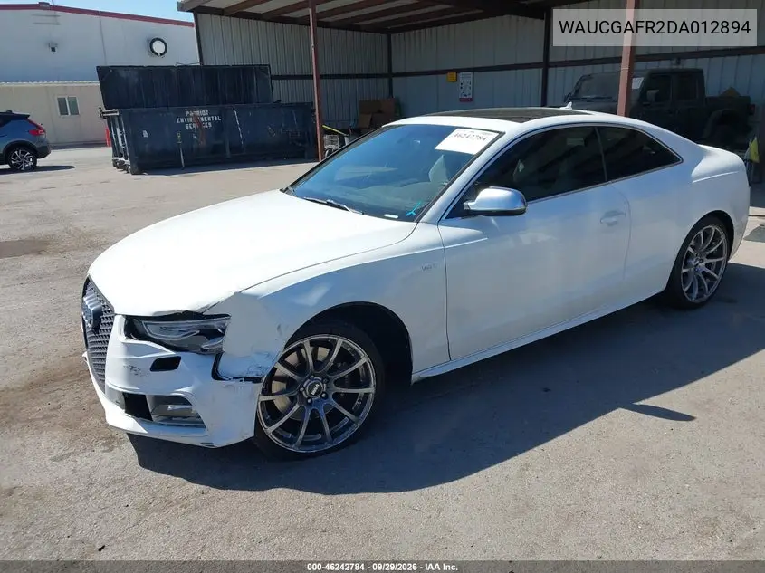 2013 AUDI S5 VIN WAUCGAFR2DA012894 — фото 2