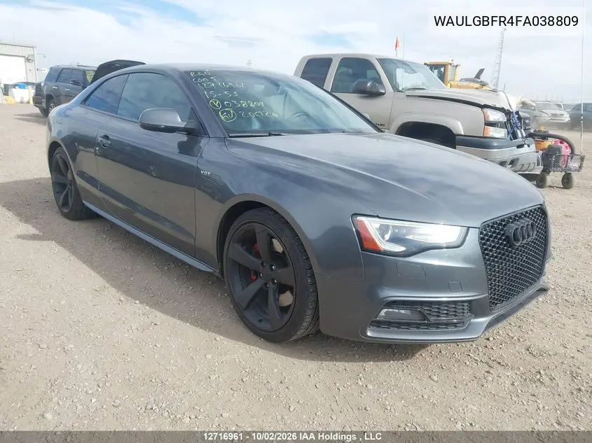 AUDI S5 2015, VIN WAULGBFR4FA038809