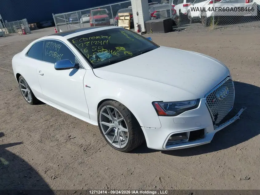 AUDI S5 2016, VIN WAUL4AFR6GA058466