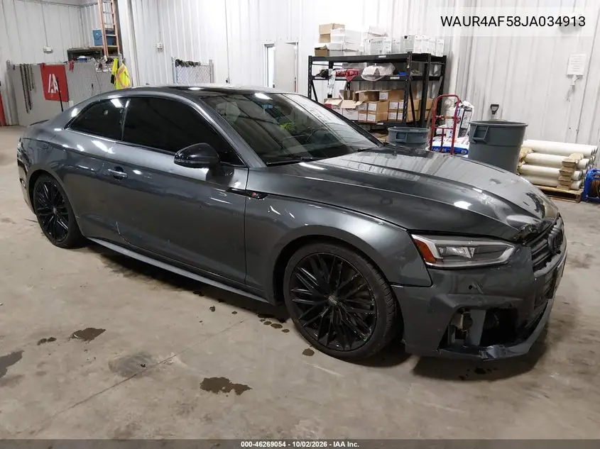 AUDI S5 2018, VIN WAUR4AF58JA034913