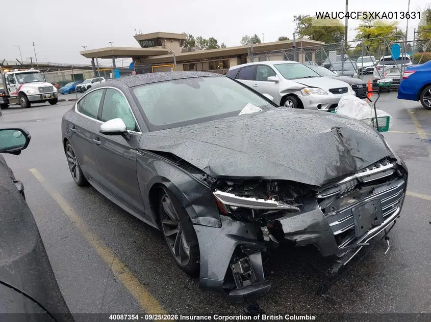 AUDI S5 2019, VIN WAUC4CF5XKA013631