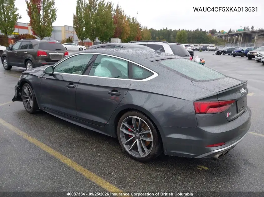 2019 AUDI S5 VIN WAUC4CF5XKA013631 — фото 3