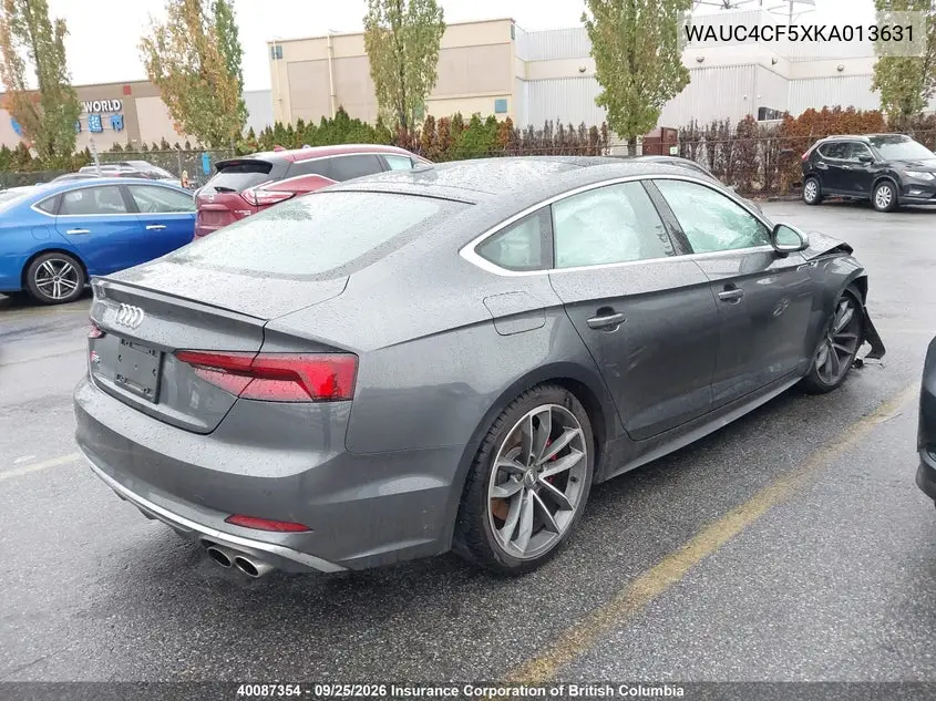 2019 AUDI S5 VIN WAUC4CF5XKA013631 — фото 4