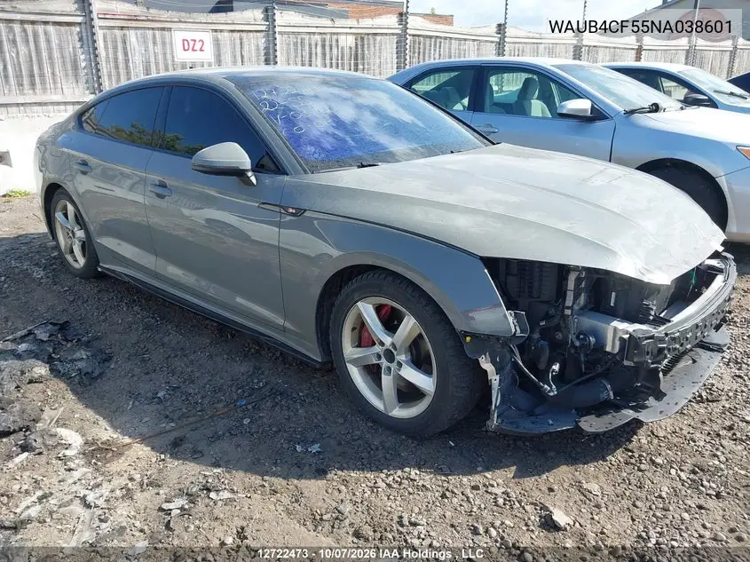 AUDI S5 2022, VIN WAUB4CF55NA038601