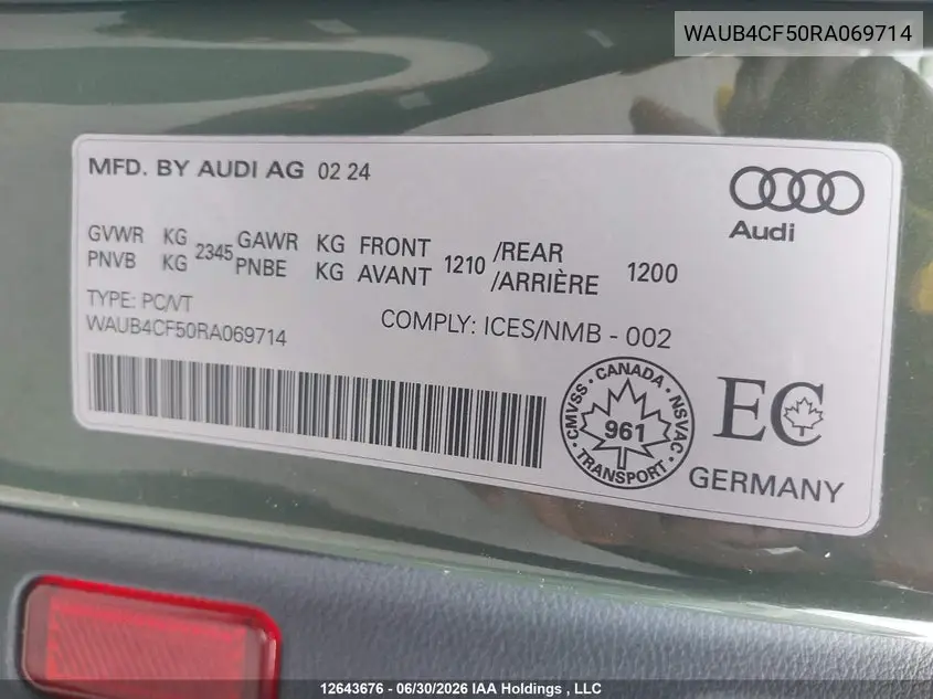 2024 AUDI S5 VIN WAUB4CF50RA069714 — фото 18