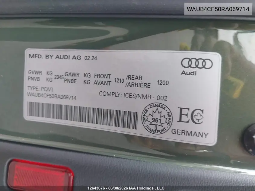 2024 AUDI S5 VIN WAUB4CF50RA069714 — фото 9