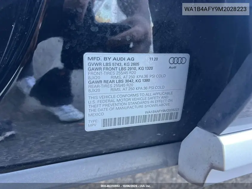 2021 AUDI SQ5 VIN WA1B4AFY9M2028223 — фото 9