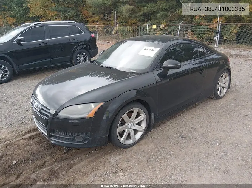 2008 AUDI TT VIN TRUAF38J481000385 — фото 2