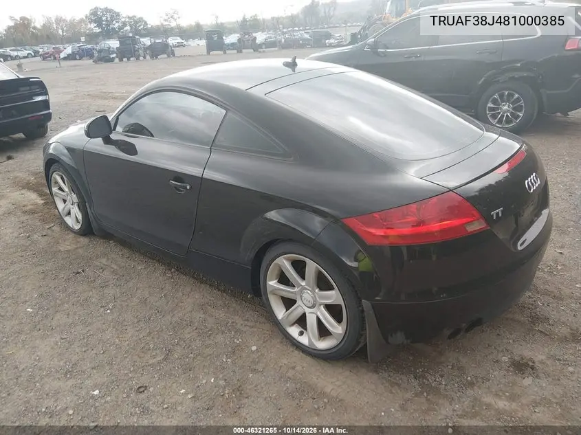 2008 AUDI TT VIN TRUAF38J481000385 — фото 3