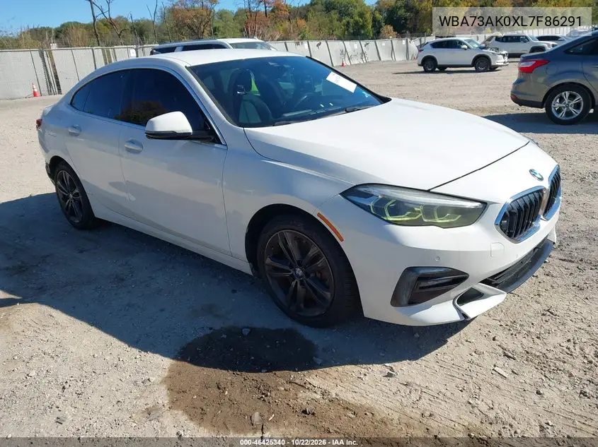 BMW 2ER 2020, VIN WBA73AK0XL7F86291