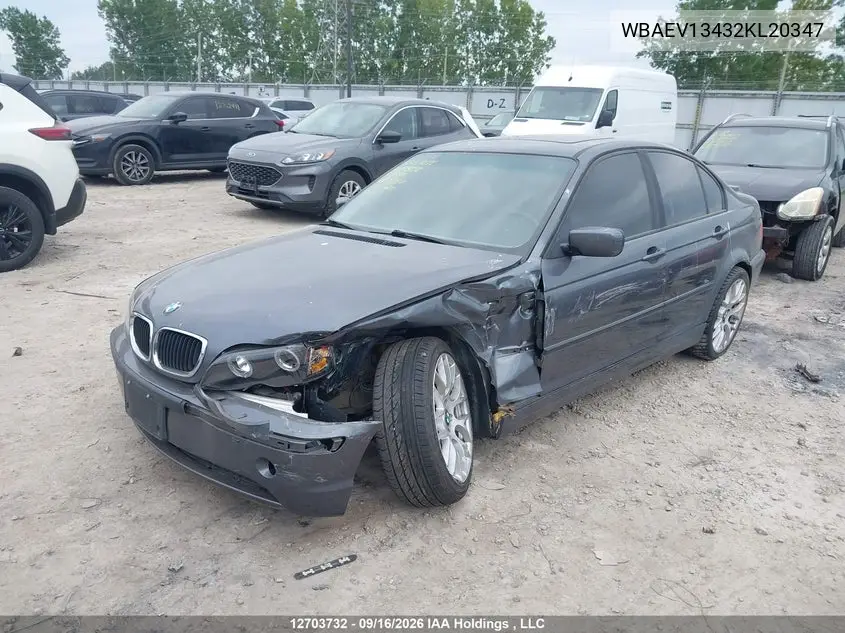 2002 BMW 3ER VIN WBAEV13432KL20347 — фото 2