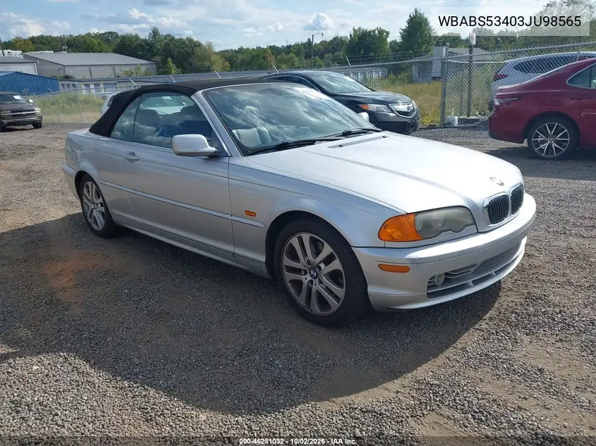 BMW 3ER 2003, VIN WBABS53403JU98565