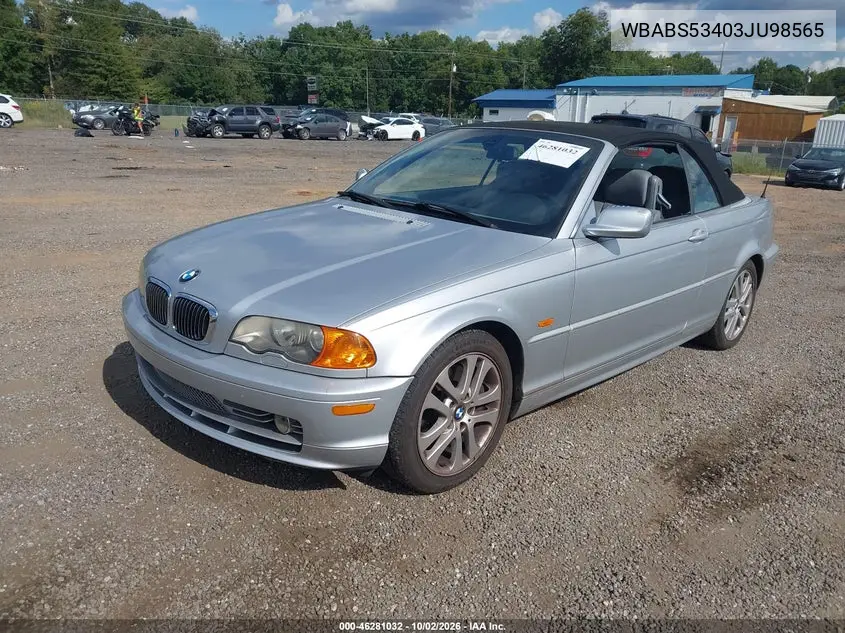 2003 BMW 3ER VIN WBABS53403JU98565 — фото 2
