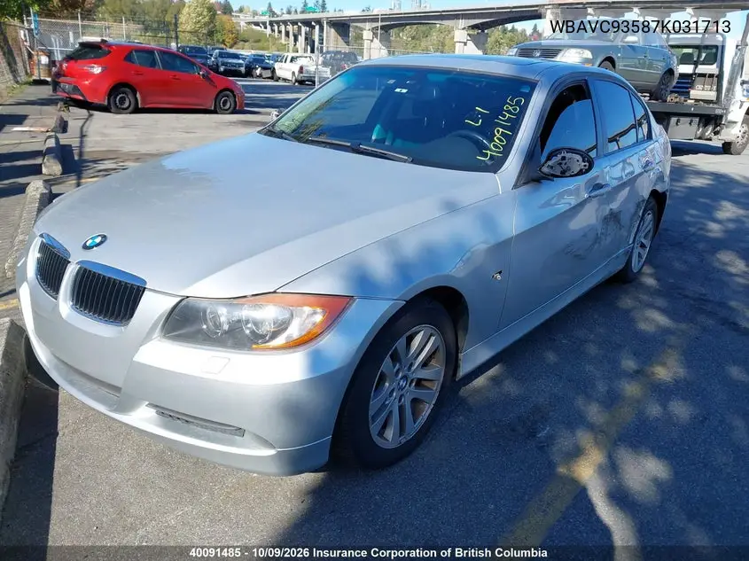 2007 BMW 3ER VIN WBAVC93587K031713 — фото 2