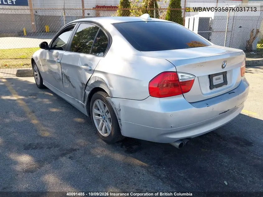 2007 BMW 3ER VIN WBAVC93587K031713 — фото 3