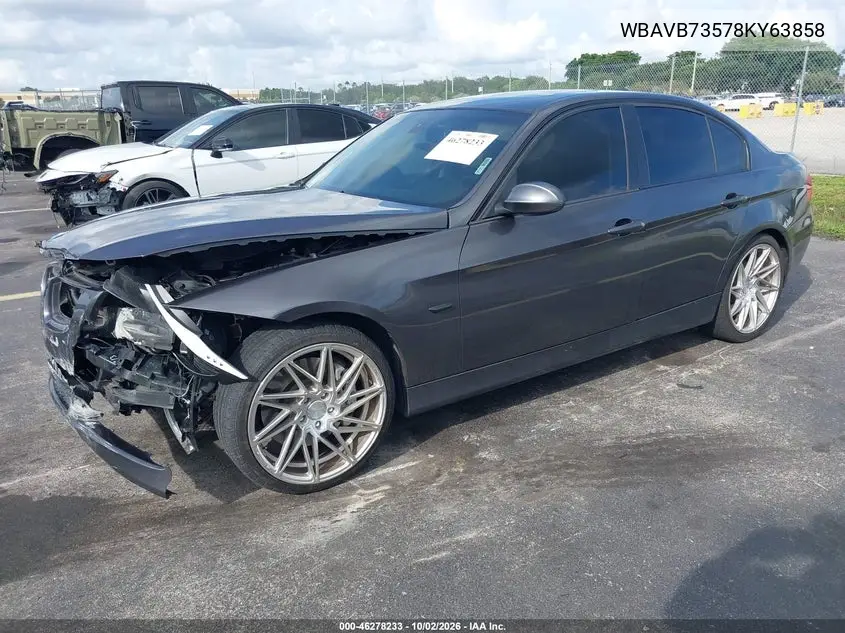 2008 BMW 3ER VIN WBAVB73578KY63858 — фото 2