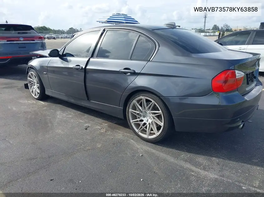 2008 BMW 3ER VIN WBAVB73578KY63858 — фото 3