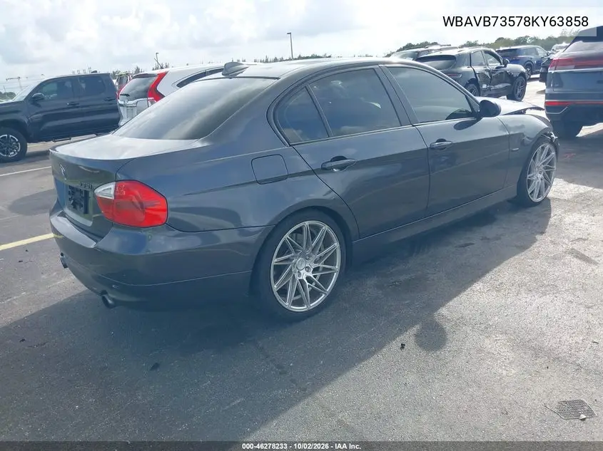 2008 BMW 3ER VIN WBAVB73578KY63858 — фото 4