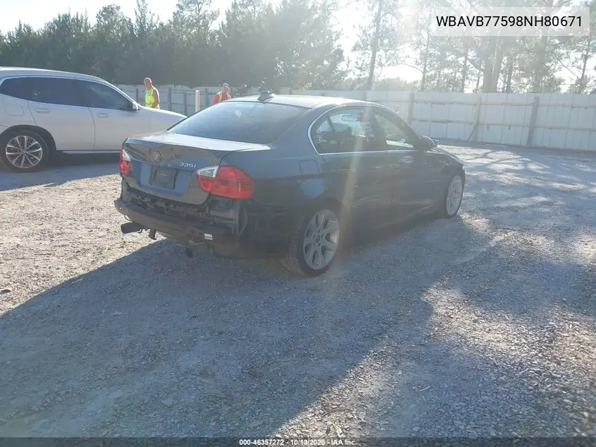 2008 BMW 3ER VIN WBAVB77598NH80671 — фото 4
